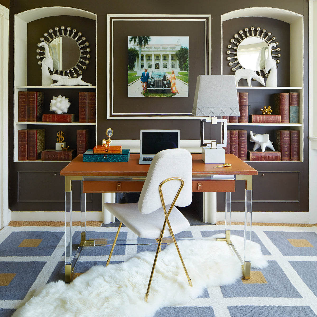 peter reversible peruvian flat weave rug camel grey - styled view 3