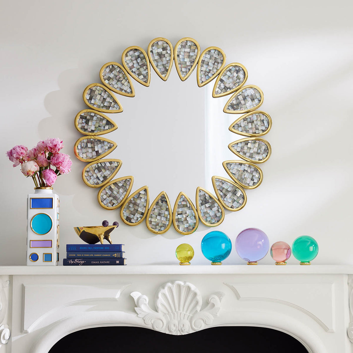 Brass Frog Bowl with mirror - styled view