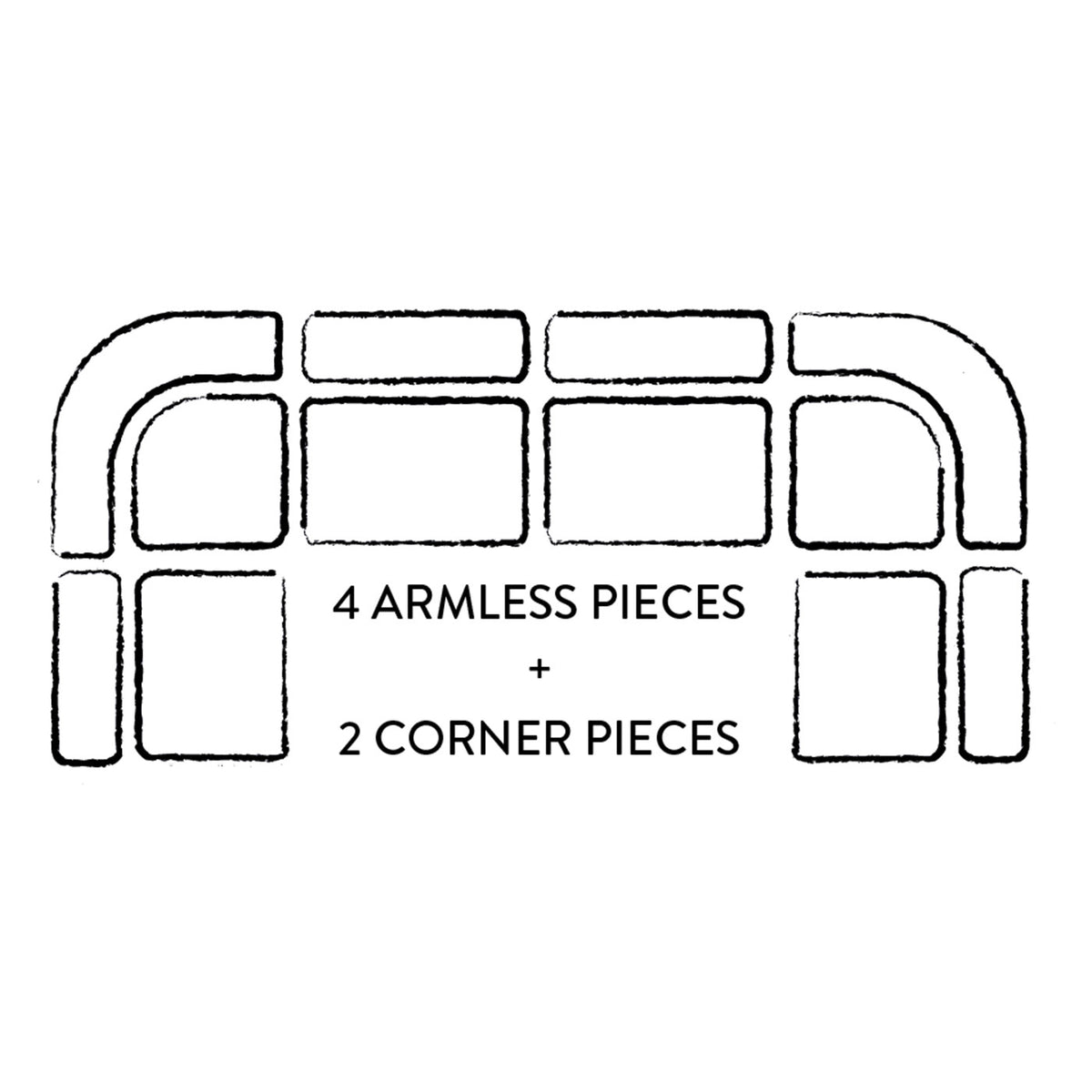 Pompidou Modular Sectional 3 Armless Piece - Illustration Option 8