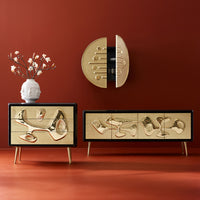 reform three-drawer dresser ebonized oak wood hand-hammered brass doors brass legs - collection view