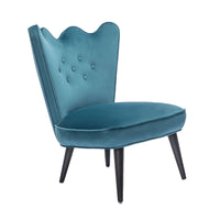 Living Room with Ripple Slipper Chair in blue velvet