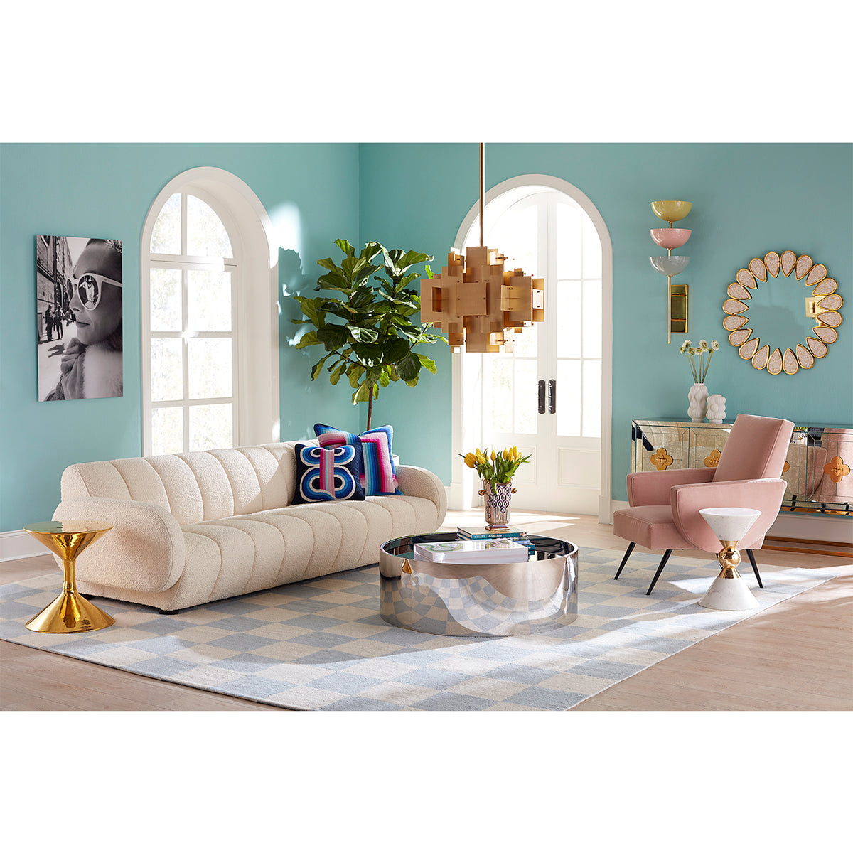 canaan accent table philippe chair alphaville cocktail table brigitte sofa livng room - styled view