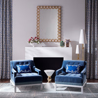 canaan accent table doris chairs rings mirror - styled view