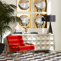 globo convex mirrors talitha credenza channeled goldfinger lounge chair - styled view