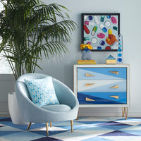 happy pills beaded wall art harlequin three-drawer chest ether chair - styled view