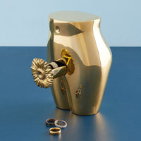 brass edie ring box blue background - styled view