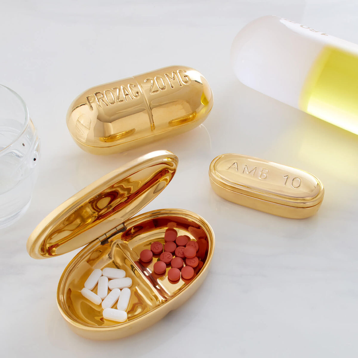 brass pill box collection - styled view 2