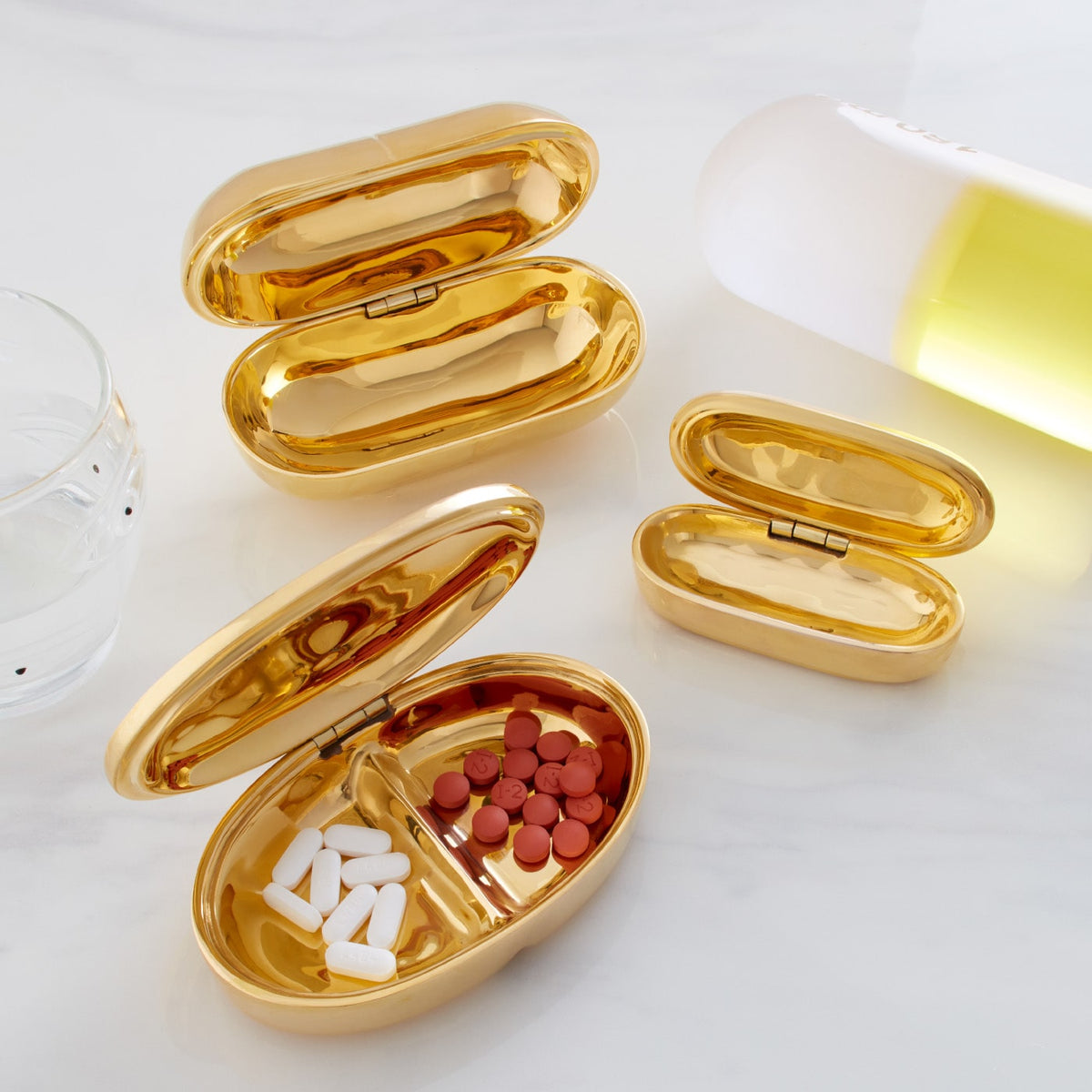 brass pill box collection - styled view 3