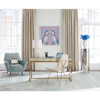 delphine desk maxime dining chair parrot beaded wall art - styled view
