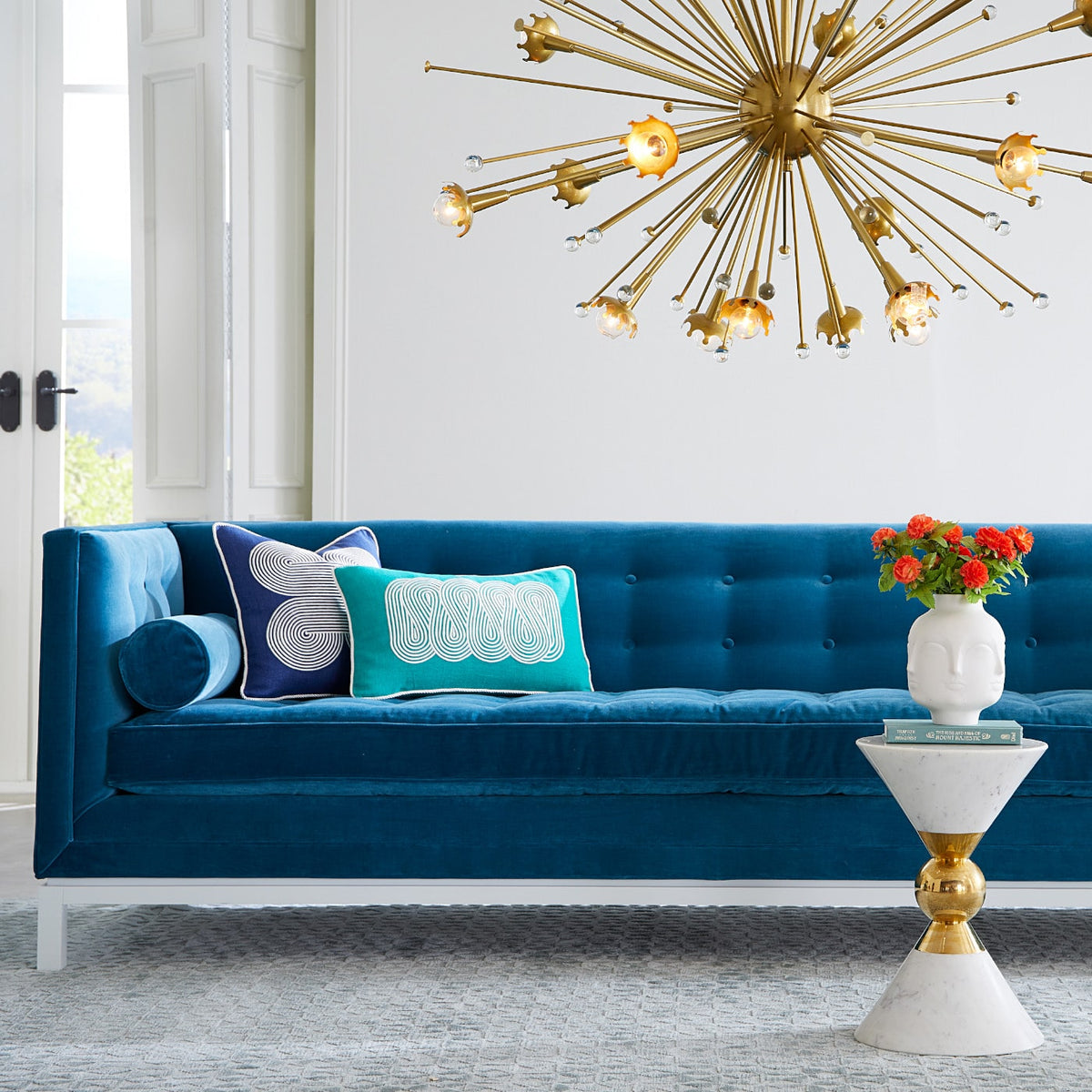 canaan accent table lampert grand sofa giant sputnik chandelier - styled view