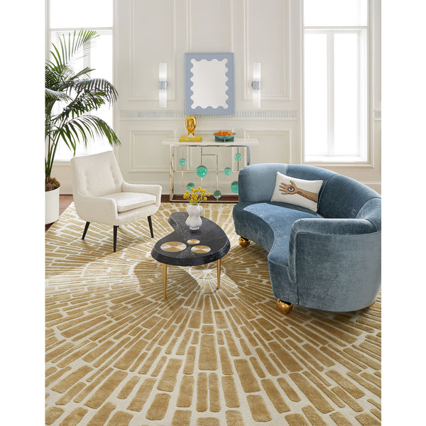 sunburst hand-knotted rug gold - styled view 5