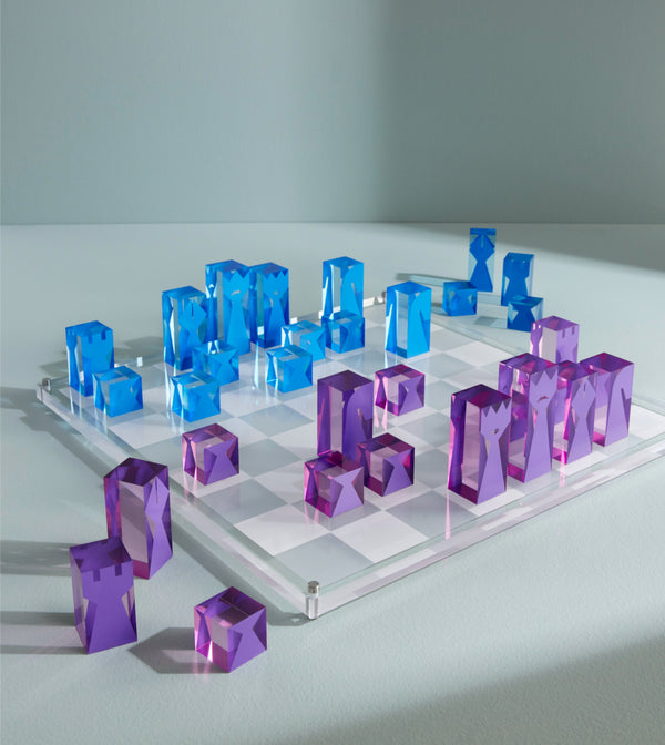 Blue and Purple Acrylic Chess