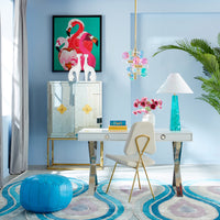 delphine bar menagerie greyhounds flamingo beaded wall art - styled view