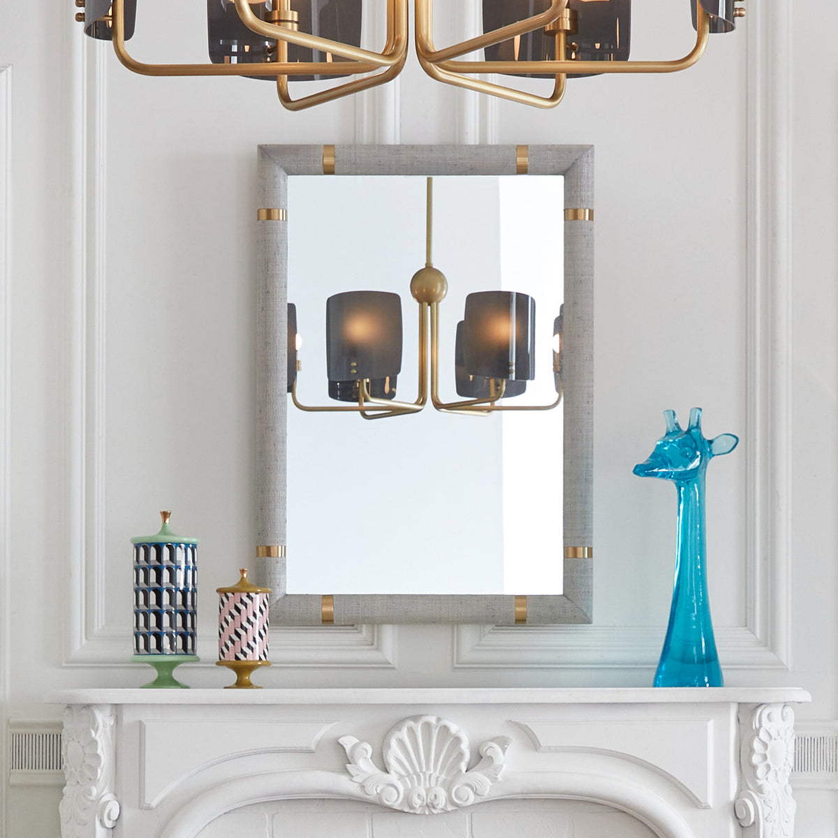 giant acrylic giraffe siam mirror arcade canisters - styled view