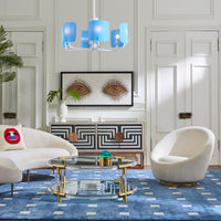eyes collection blue background with pompidou sectional
