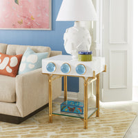 botanist lacquer box globo side table charade bars table lamp - styled view