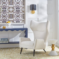 canaan accent table milano wing chair flow leather console - styled view