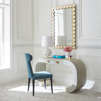 rings mirror siam waterfall console desk vera dining chair - styled view