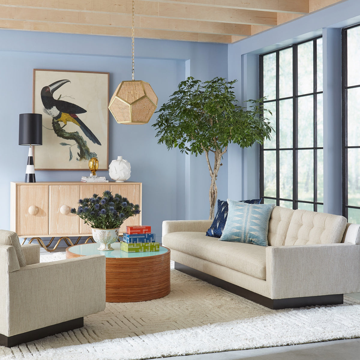 Living Room with flax wright sofa with Scalinatella Table