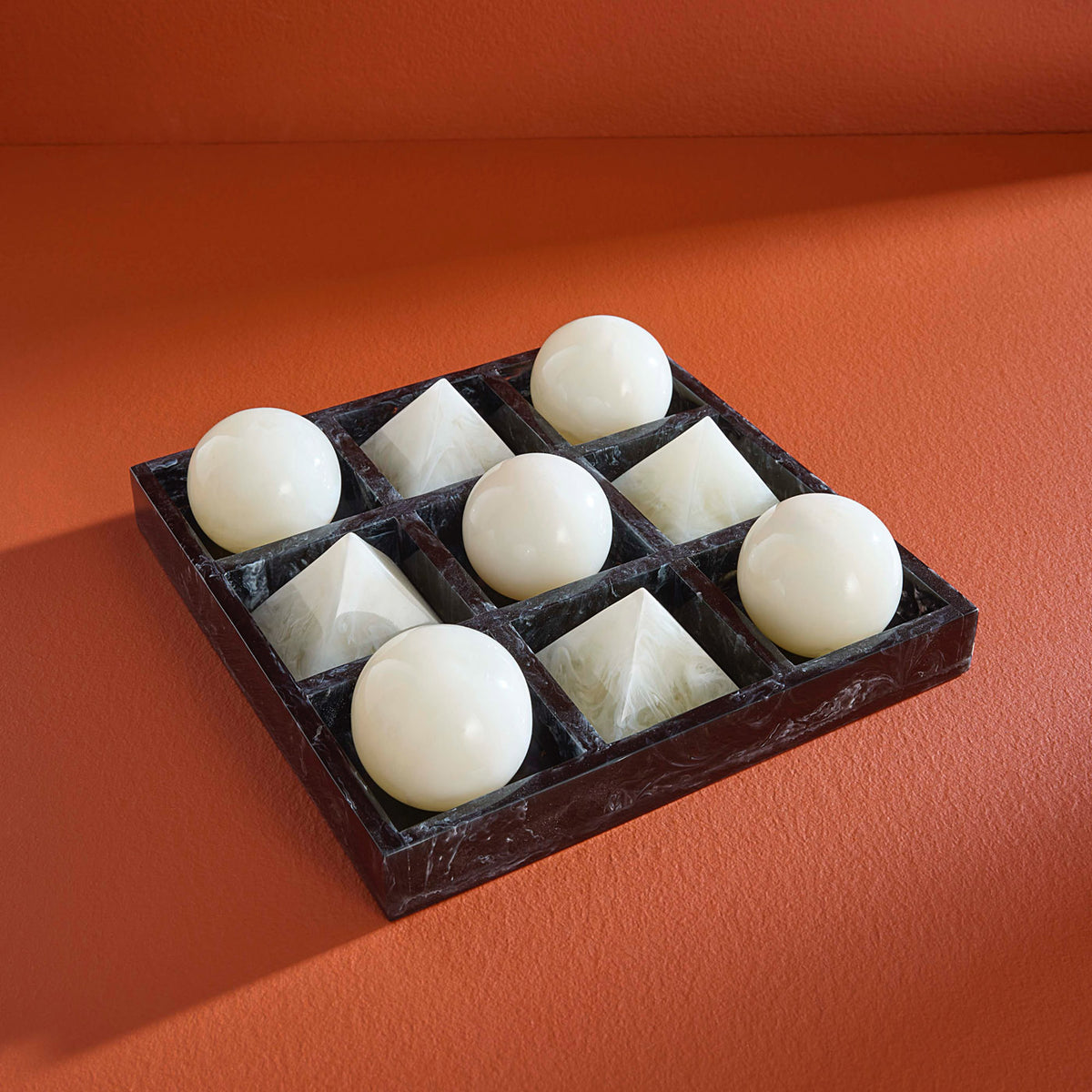 Mustique Black & White Tic-Tac-Toe Set - styled view