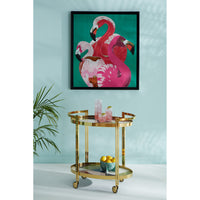 torino bar cart flamingo beaded wall art - styled view