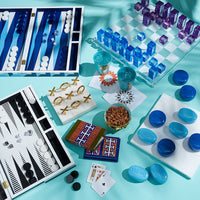 sorrento backgammon set lacquer blue closed - angle view