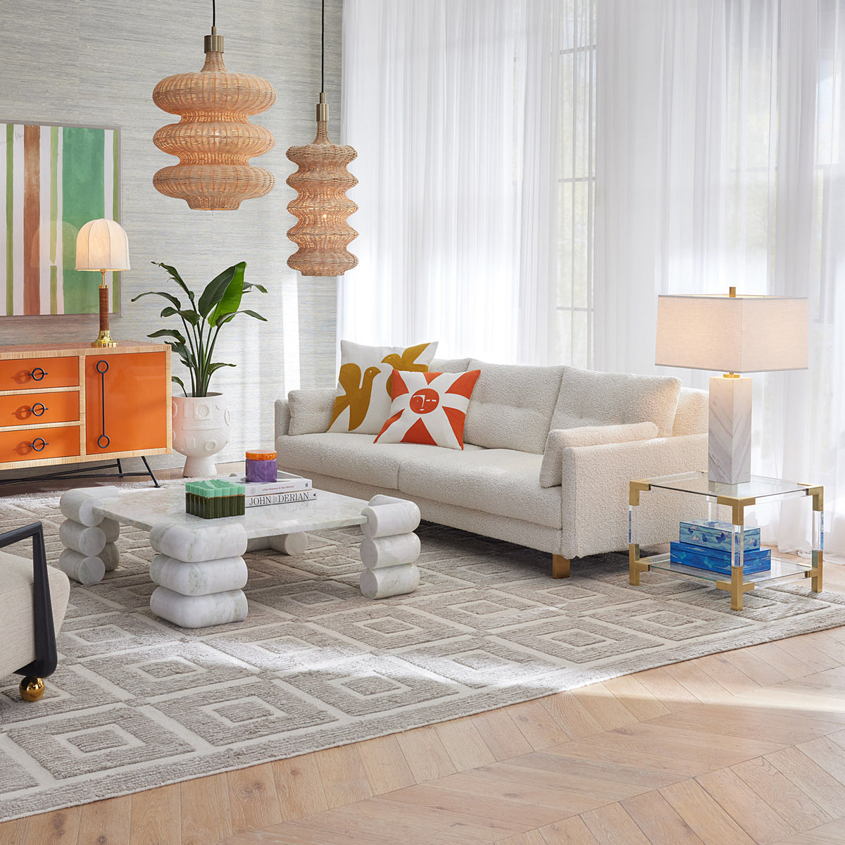 Circuit Marble Cocktail Table with st germain club chair
