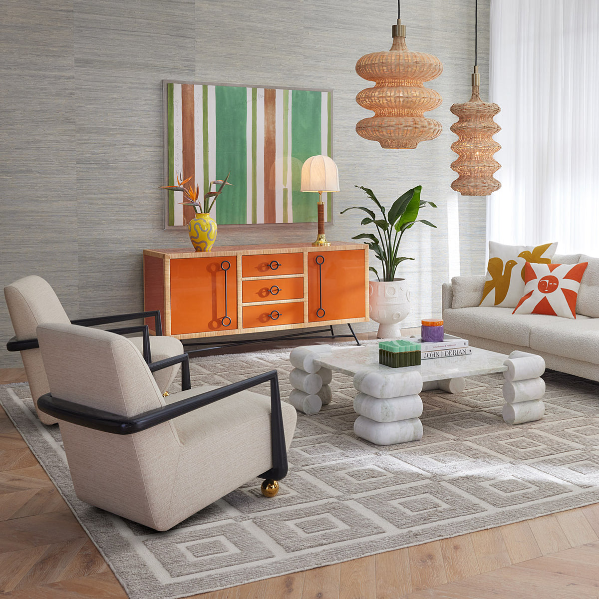 Circuit Marble Cocktail Table with st germain club chair 2