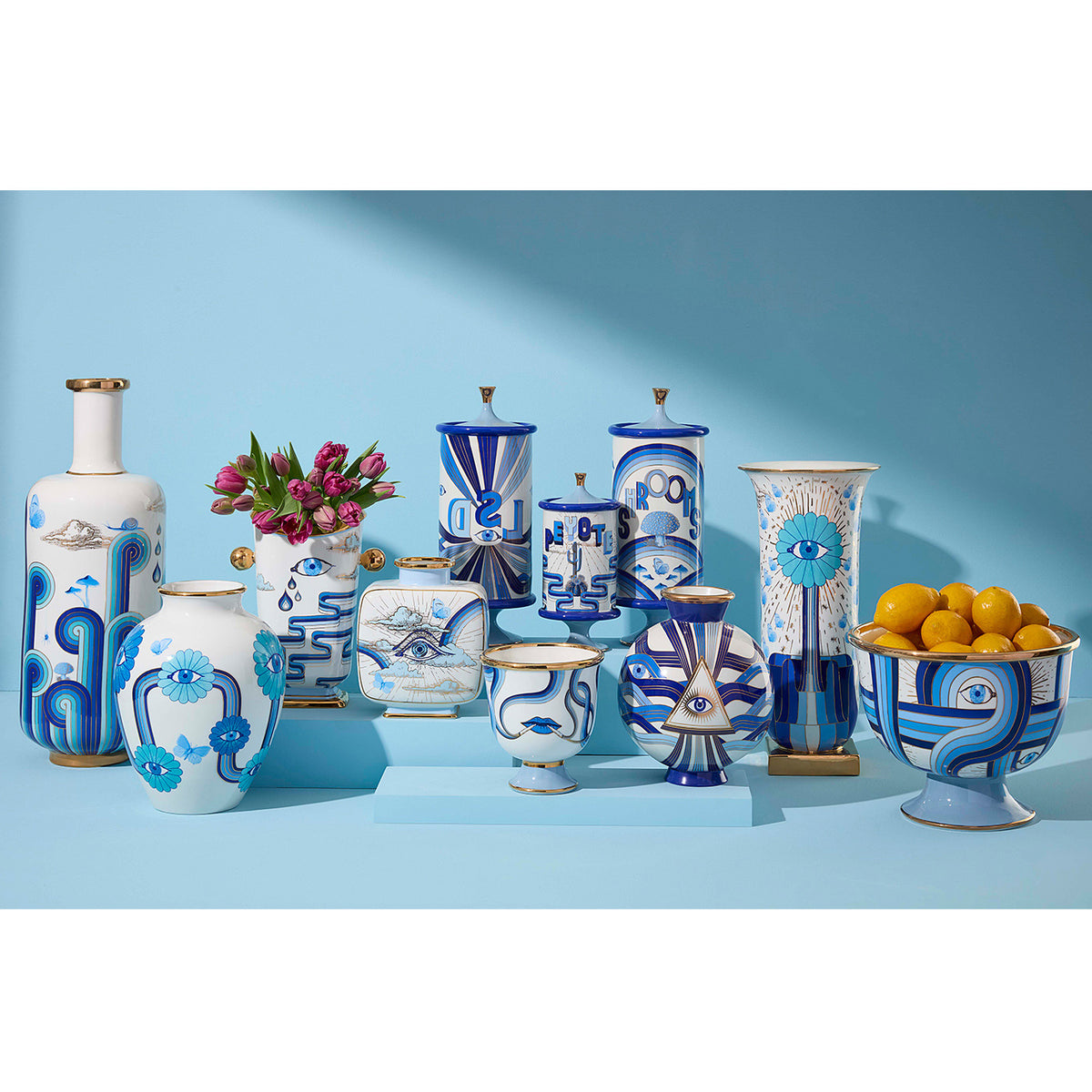 druggist tall vase porcelain blue - collection view
