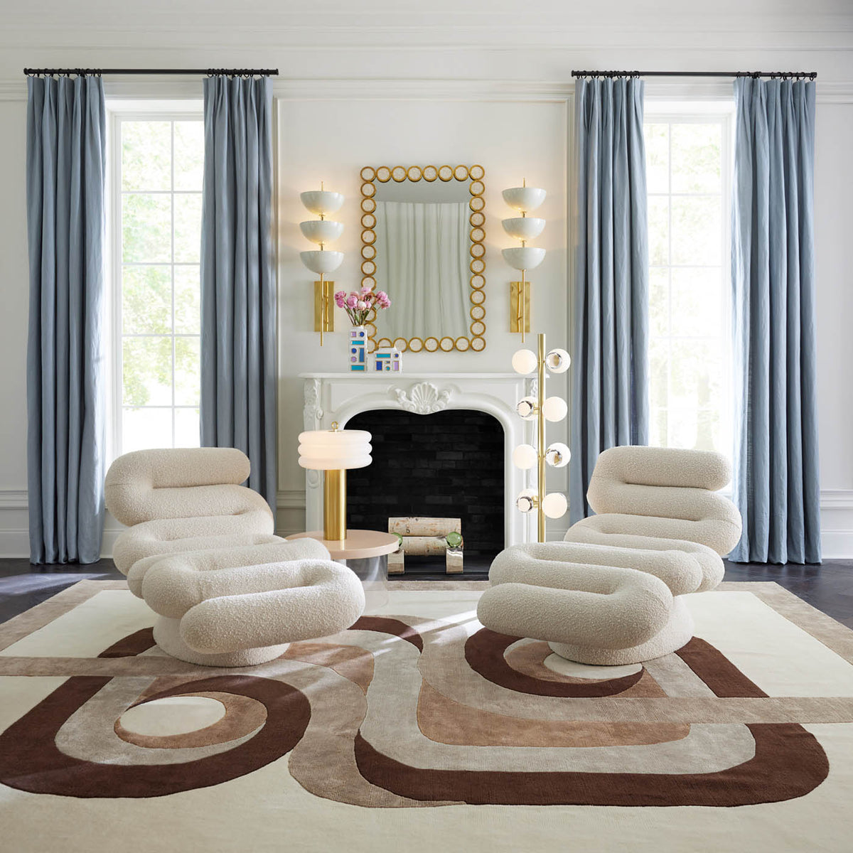 Serpentine Chaise Olympus Oatmeal with mirror