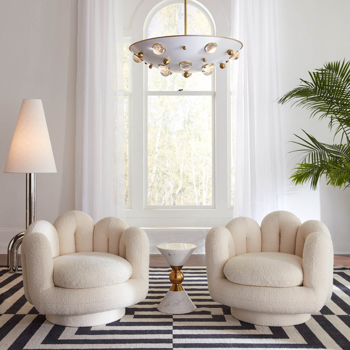 Serpentine Swivel Chair Olympus Snow - styled view