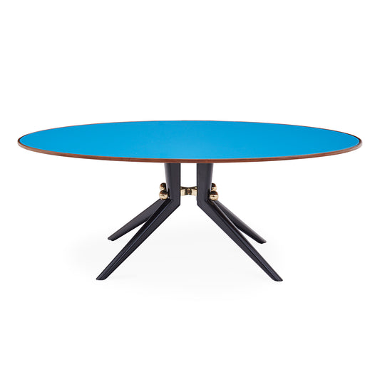 trocadero dining table mahogany top ebonized mahogany legs - front view
