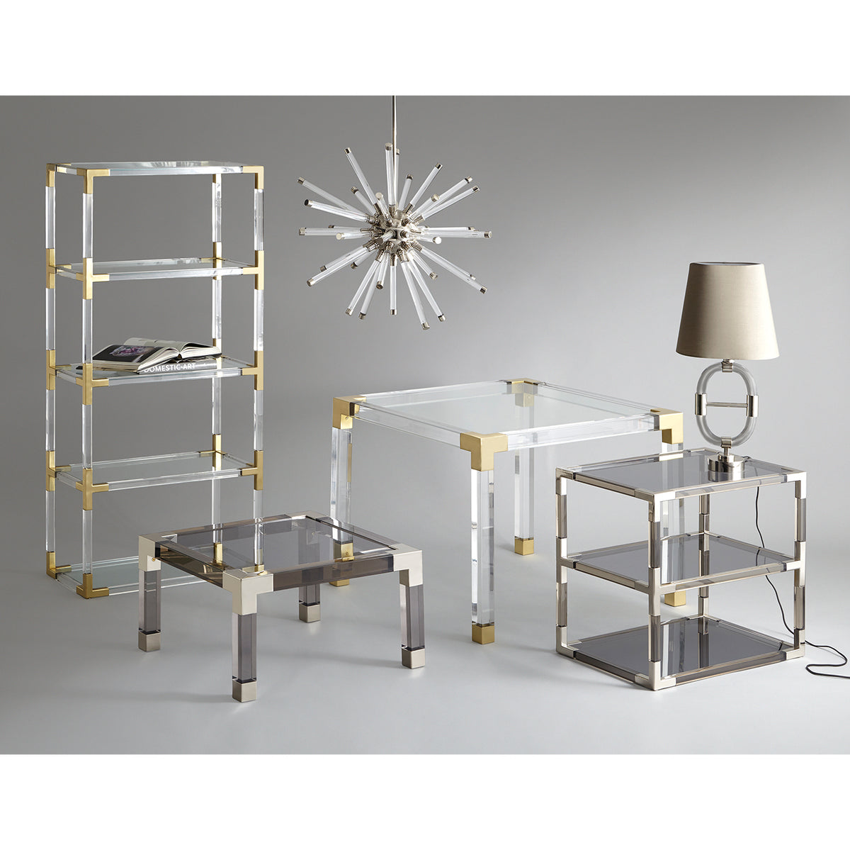 jacques game table goldfinger dining chairs acrylic chess set - styled view