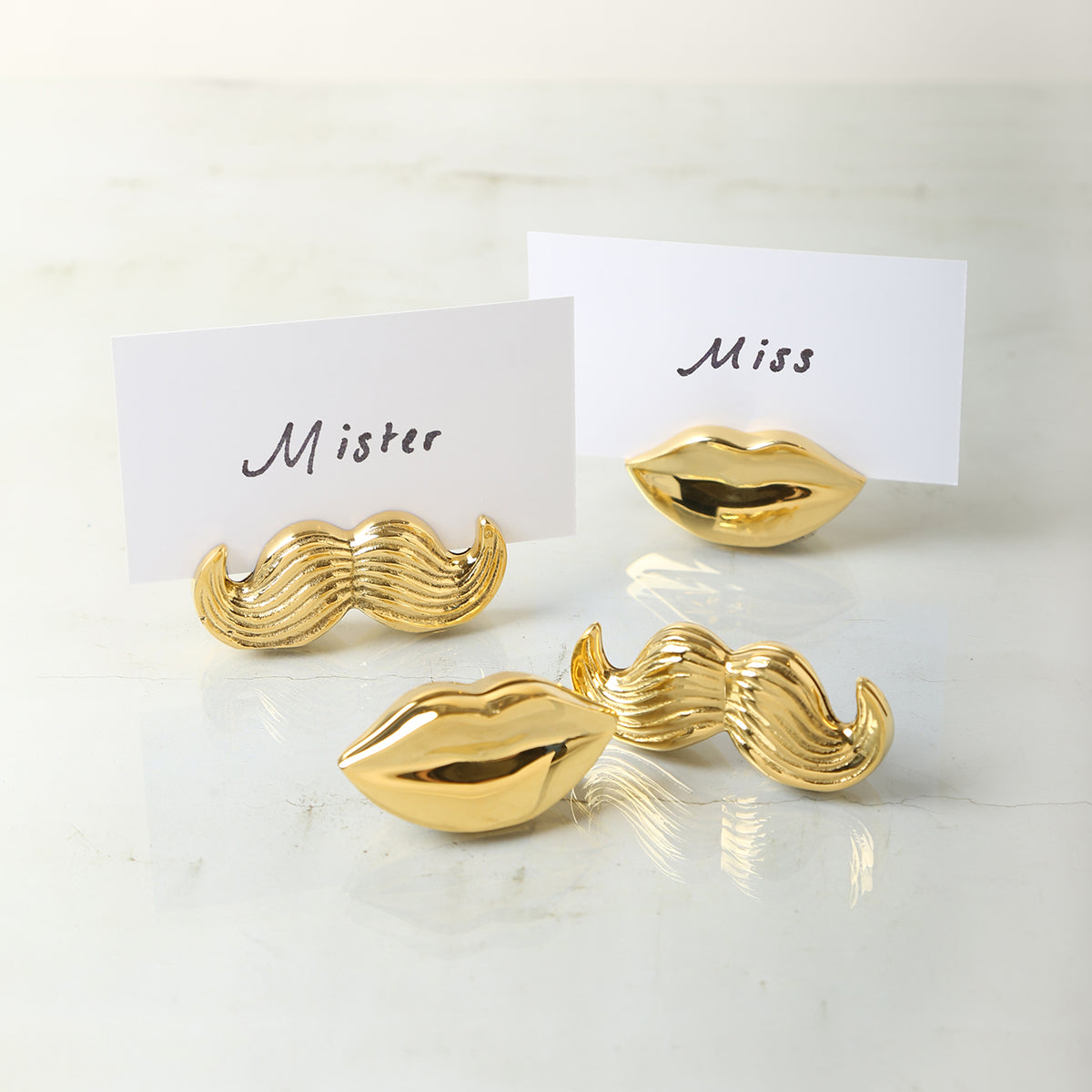 mr. and mrs. brass place card holder - styled view 2