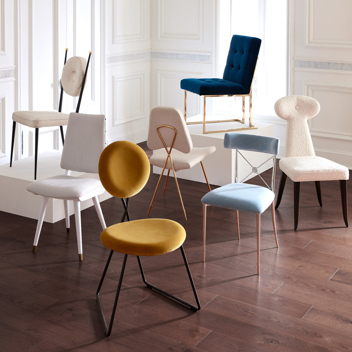 caprice dining chairs bond dining table caracas wave chandelier - styled view