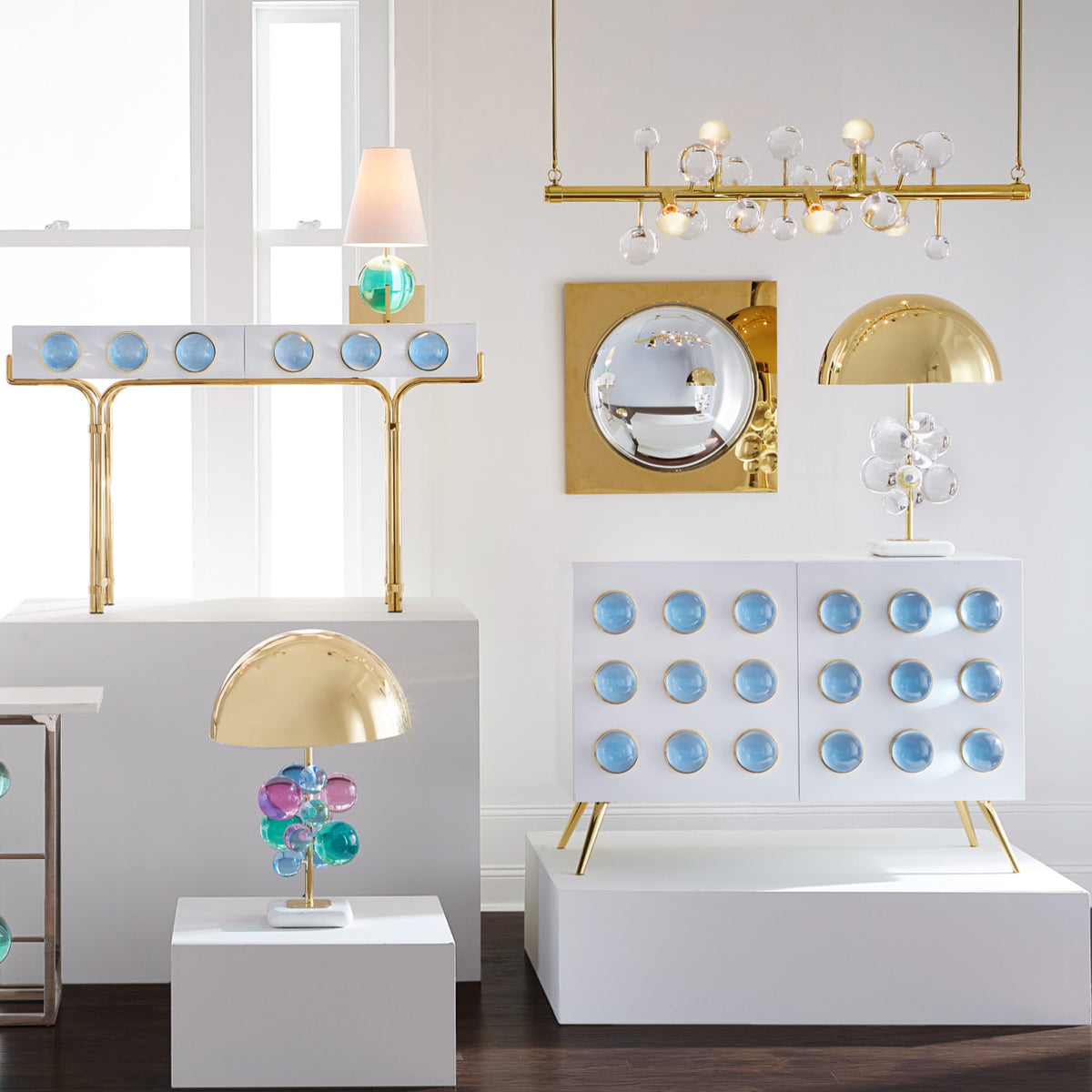 globo convex mirror brass - side view