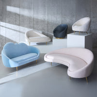 ether swivel chair bergamo snow velvet brass base - back view