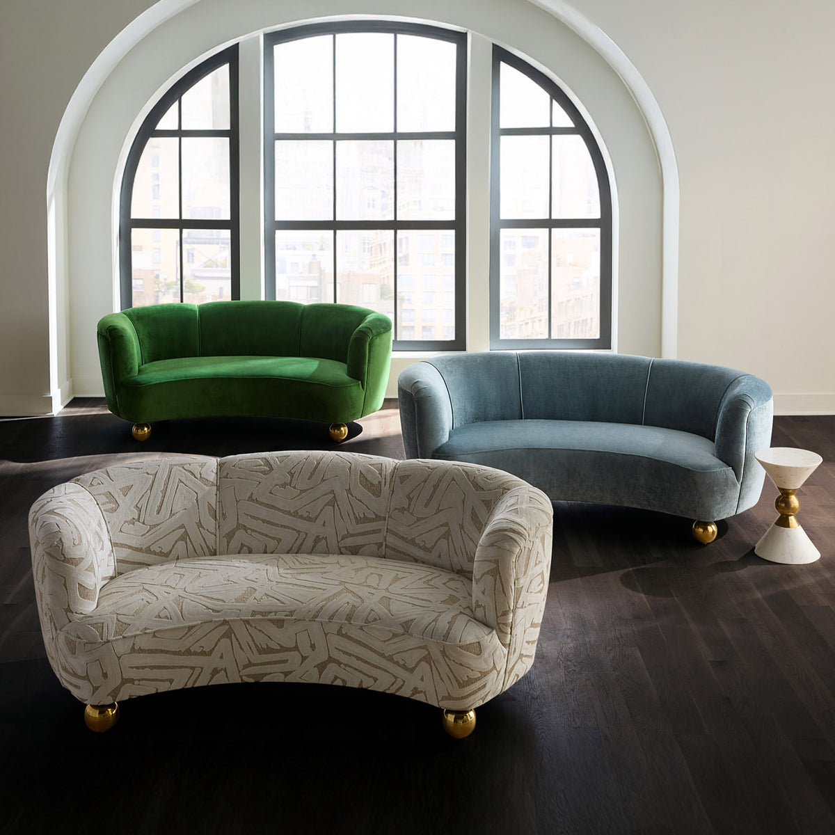 Parker Curved Sofa in Verona Velevet angle view