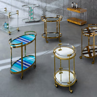 jacques round bar cart acrylic clear frame brass