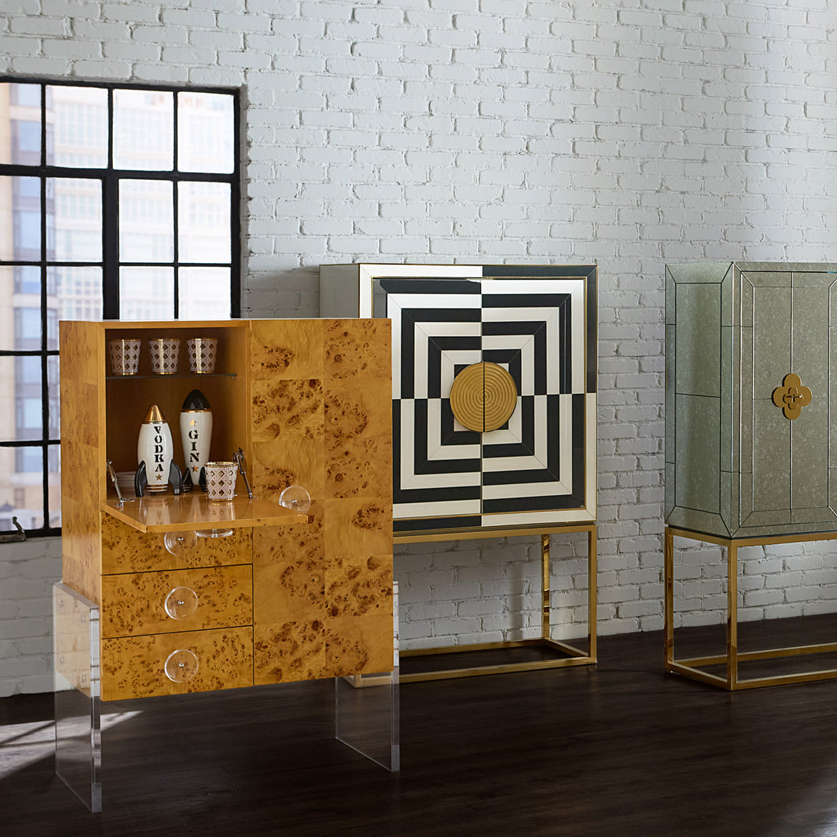 op art bar with bond bar opened view