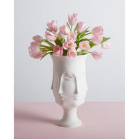 dora maar urn with pink flowers - styled view