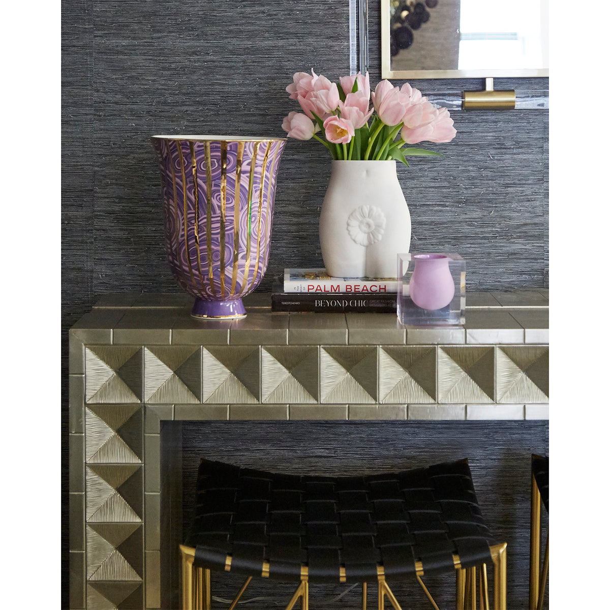 edie vase porcelain white with credenza