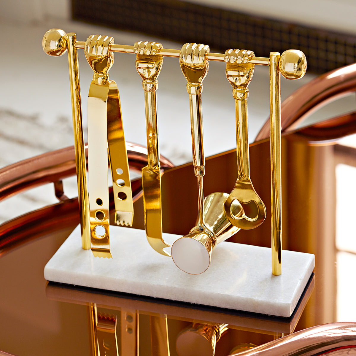 barbell brass bar set - front view