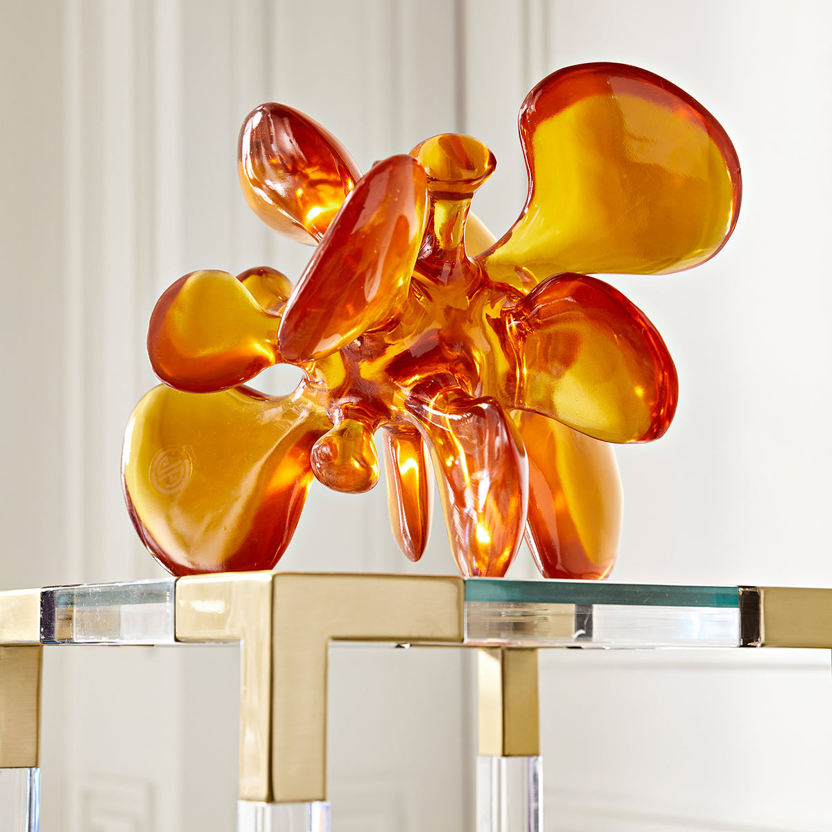 giant acrylic amoeba jacques pedestal - styled view