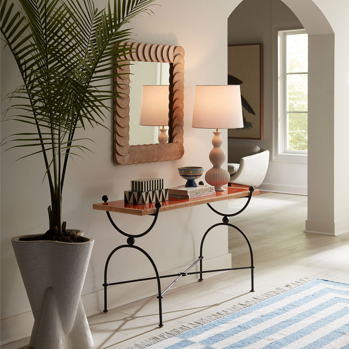 op art lacquer box medium black white with wellington console