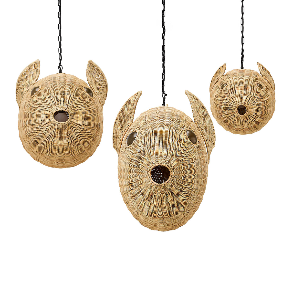 Wicker Blow Fish Pendant Collection - side view