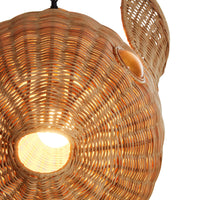 Wicker Blow Fish Pendant Medium - light on group view
