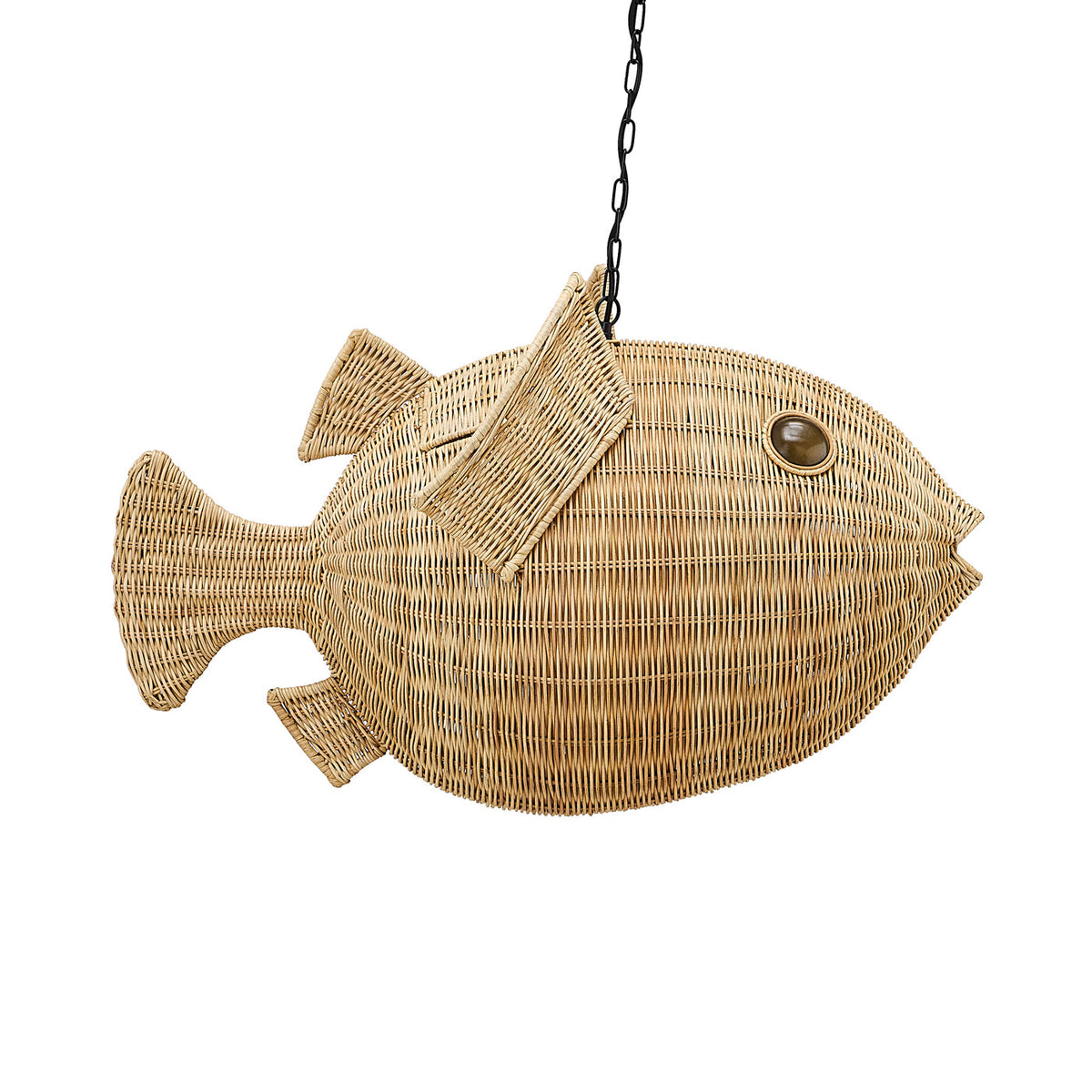 Wicker Blow Fish Pendant Medium - styled view