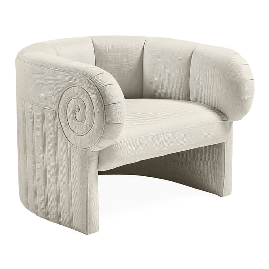 Gray armchair with decorative element on a white background