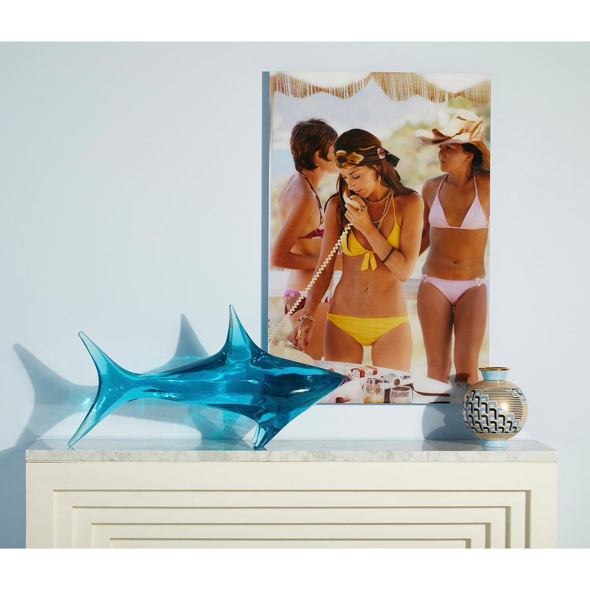 giant acrylic shark versailles puzzle vase slim aarons photograph vignette - styled view